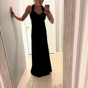 Calvin Klien Sophisticated grey blue silk satin formal Maxi Dress